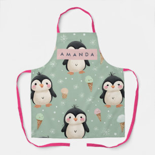 Personalisiertes süßes Pinguin- und Eiscrememuster Schürze