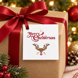 Personalisiertes süßes Rentier Frohe Weihnachten Geschenkanhänger