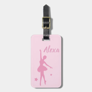 Personalisiertes süßes rosa Ballerina-Gepäckanhäng Gepäckanhänger