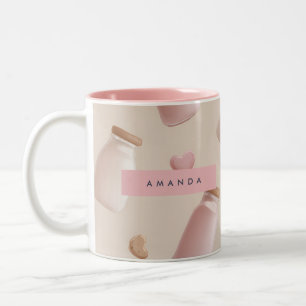 Personalisiertes süßes rosa Cookie und Erdbeermilc Zweifarbige Tasse