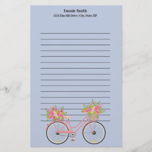 Personalisiertes süßes rosa Fahrrad mit blauen Blu Briefpapier