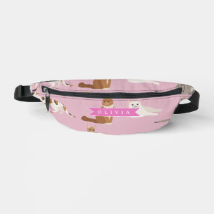 Personalisiertes süßes rosa Katzenmuster-Geschenk Bauchtasche