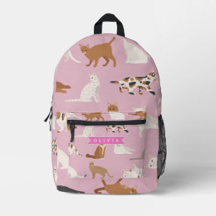 Personalisiertes süßes rosa Katzenmuster-Geschenk Bedruckter Rucksack