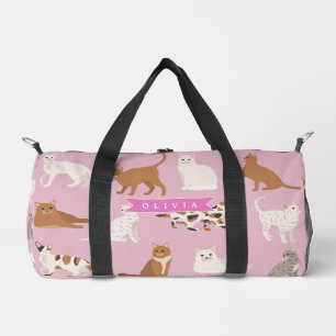 Personalisiertes süßes rosa Katzenmuster-Geschenk Duffle Bag