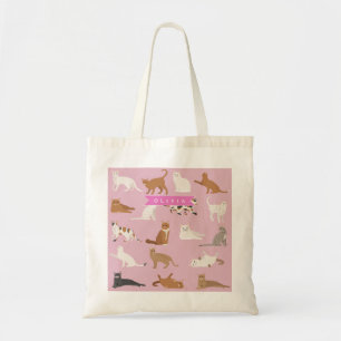 Personalisiertes süßes rosa Katzenmuster-Geschenk Tragetasche