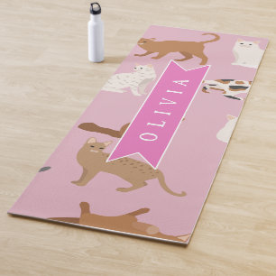Personalisiertes süßes rosa Katzenmuster Geschenk  Yogamatte