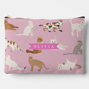 Personalisiertes süßes rosa Katzenmuster-Geschenk Zubehörtasche
