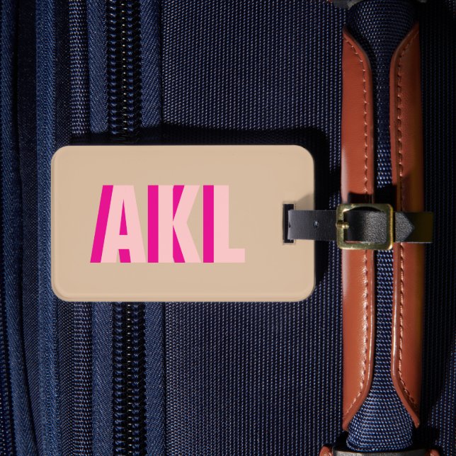 Personalisiertes Süßes Schatten-Monogramm Rosa Bei Gepäckanhänger (Vorderseite Insitu 4)