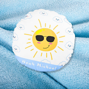 Personalisiertes Süßes Sonnenschein und Wolken Bab Rundes Kissen