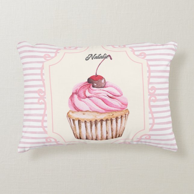 Personalisiertes Süßkuchen Shabby Chic Border Dekokissen (Vorderseite)