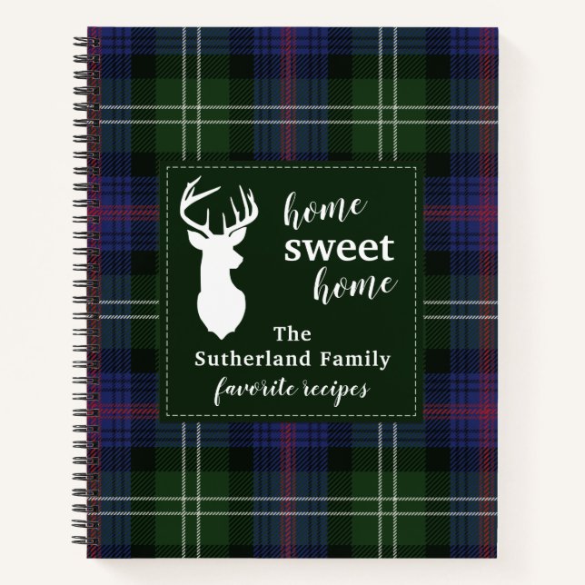 Personalisiertes Sutherland Tartan Kariertes Famil Notizbuch (Vorderseite)
