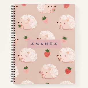Personalisiertes Sweet Igel & Strawberry Muster Notizbuch