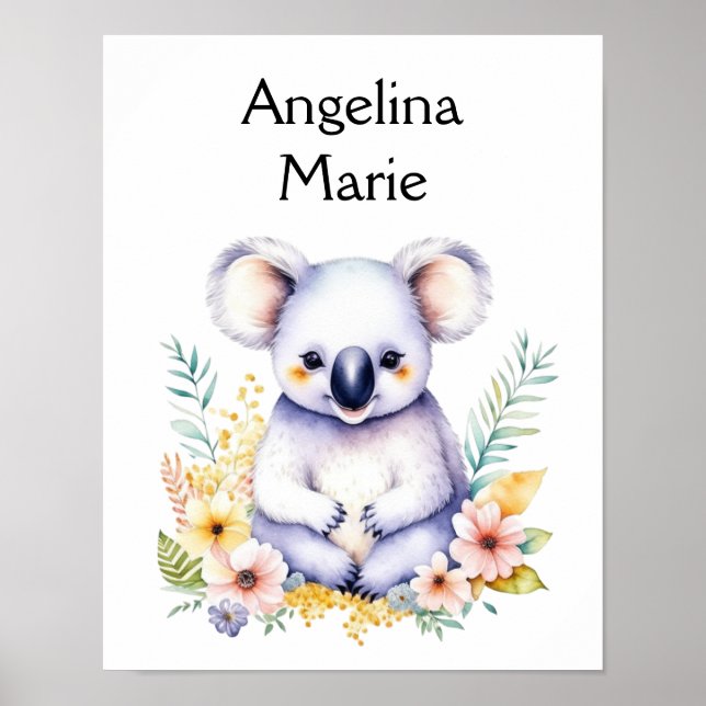Personalisiertes Sweet Koala Bear Baby Kinderzimme Poster (Vorne)