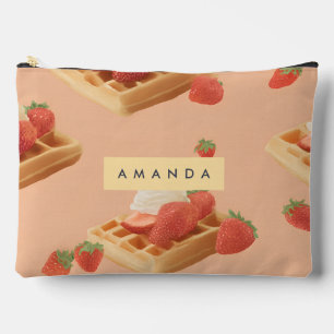 Personalisiertes Sweet Strawberry Waffelmuster Zubehörtasche