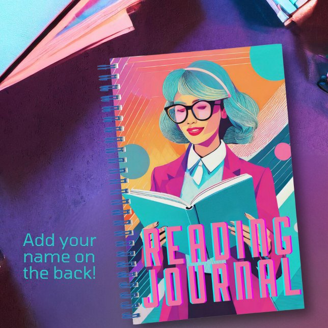 Personalisiertes Synthwave Reading Journal Notizbuch (Get into the synthwave aesthetic with this personalized synthwave reading journal. )