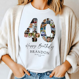 Personalisiertes T-Shirt mit Foto-Collage zum 40.