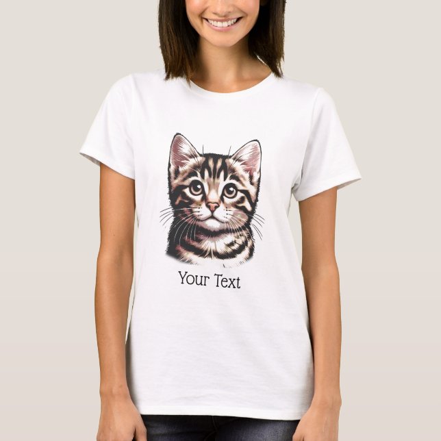 Personalisiertes Tabby Face Frauenfeind T - Shirt (Vorderseite)