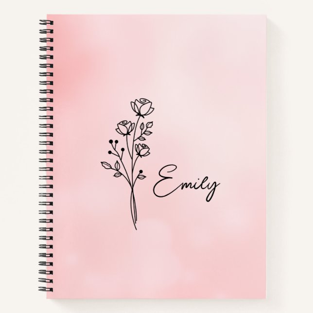 Personalisiertes Tagebuch mit Geburtsblume, Geburt (Vorderseite)