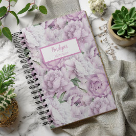 Personalisiertes Tagebuch mit rosa Pfingstrosen