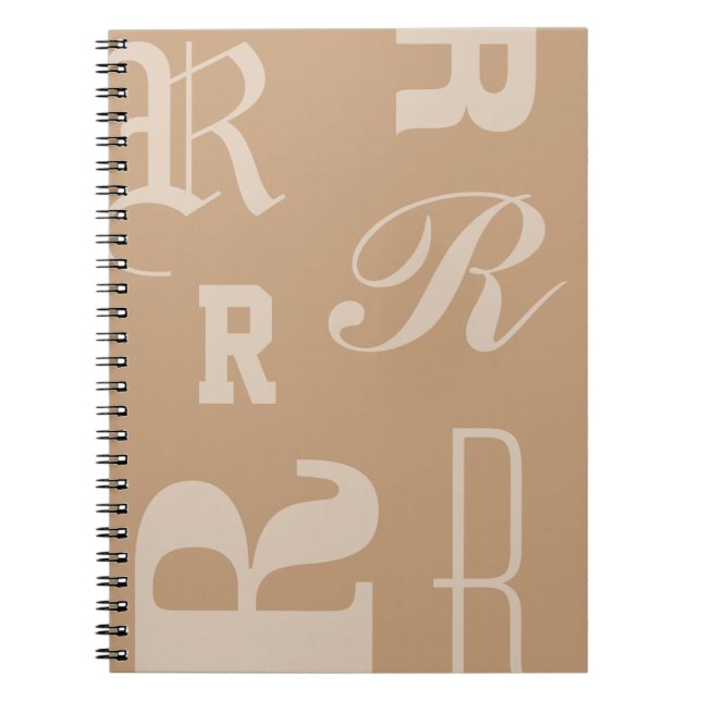 Personalisiertes Tan-Monogramm, Typografie-Initial Notizblock (Vorderseite)