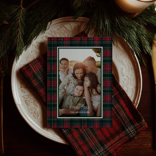 Personalisiertes Tartan-Karo mit individuellem Fam Feiertagskarte
