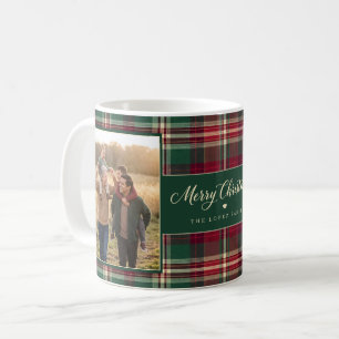 Personalisiertes Tartan-Karo-Weihnachtsmotiv mit z Kaffeetasse