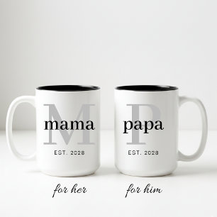 Personalisiertes Tassenset für Papa und Mama als G Zweifarbige Tasse
