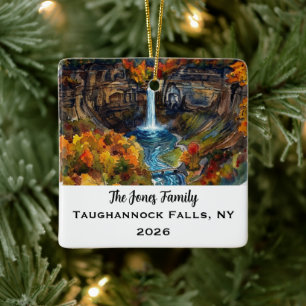 Personalisiertes Taughannock Falls, NY Weihnachten Keramikornament