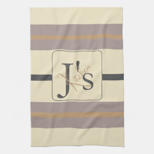 Personalisiertes Taupe-Gold-Streifen Modern Neutra Geschirrtuch