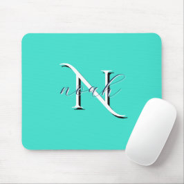 Personalisiertes tealfarbenes Monogramm Anfangsbuc Mousepad