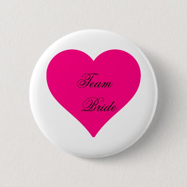Personalisiertes Team Bride Big Pink Liebe Herz Button (Vorderseite)