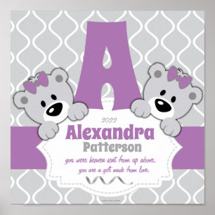 Personalisiertes Teddy Bear Kinderzimmer Room Poster
