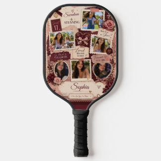 Personalisiertes Teenager-Mädchen 6-Foto-Collage-G Pickleball Schläger