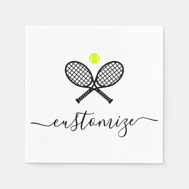 Personalisiertes Tennis Ball Racket Party Serviette (Vorderseite)