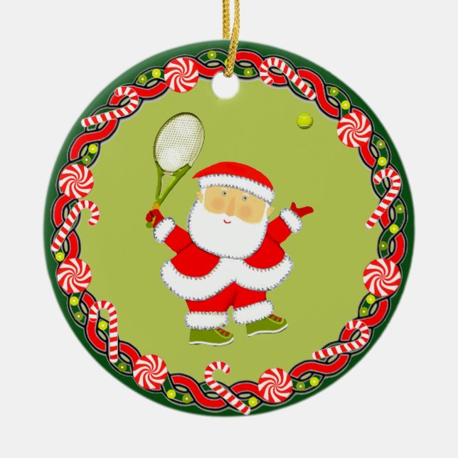 Personalisiertes Tennis Holiday Geschenk Keramik Ornament (Vorne)