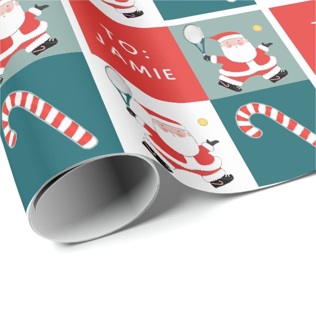 Personalisiertes Tennis Holiday Geschenkpapier (Rolleneckpunkt)