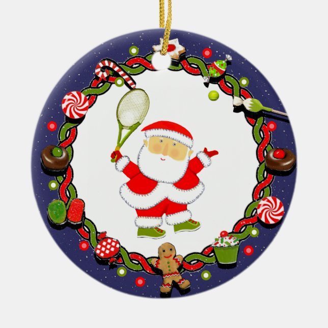 Personalisiertes Tennis Keepake-Geschenk Keramik Ornament (Vorne)