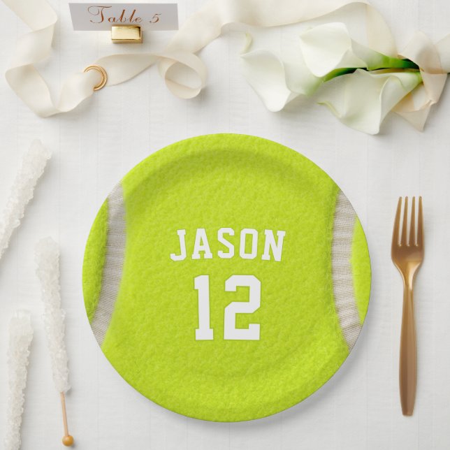 Personalisiertes Tennis mit Namen & Alter Pappteller (Hochzeit)