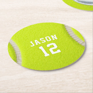 Personalisiertes Tennis mit Namen und Alter Runder Pappuntersetzer