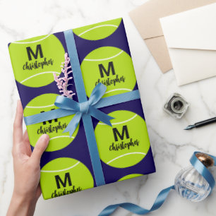 Personalisiertes Tennis-Monogramm Anfangsbuchstabe Geschenkpapier