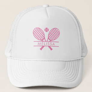 Personalisiertes Tennis-Racket und Ball-Pink-Motif Truckerkappe