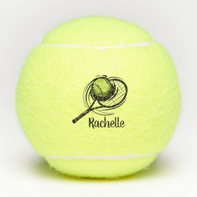 Personalisiertes Tennis Racket und Ball Tennis Bal (Vorderseite)