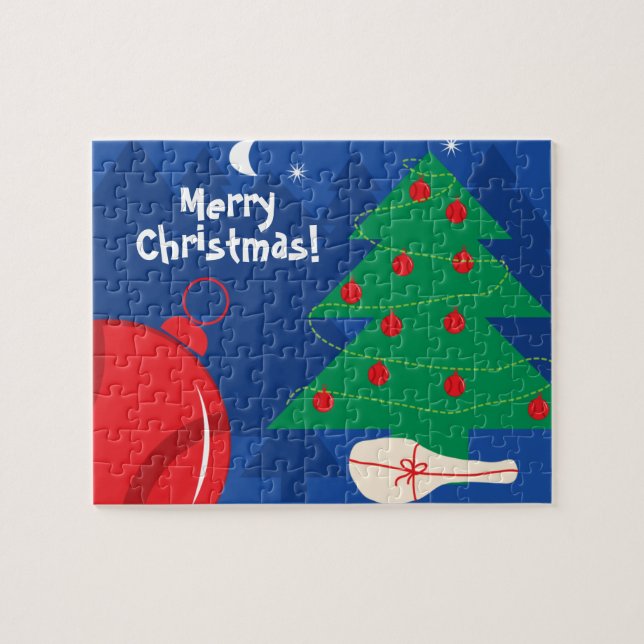 Personalisiertes Tennisthema Weihnachtspuzzle (Horizontal)