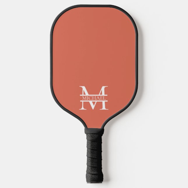 Personalisiertes Terracotta Monogramm und Name Pickleball Schläger (Vorderseite)