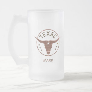Personalisiertes Texas Longhorn Mattglas Bierglas