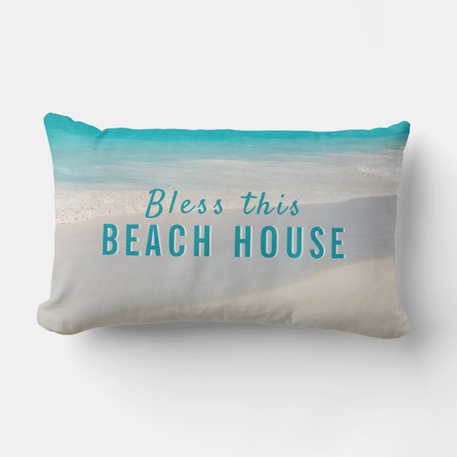 Personalisiertes Text Beach House Lendenkissen (Vorderseite)