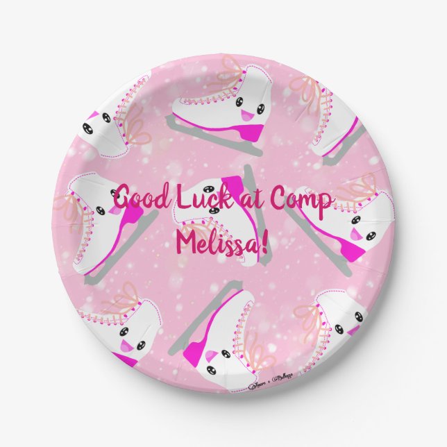Personalisiertes Texteis Skaten Muster Pink Kawaii Pappteller (Vorderseite)