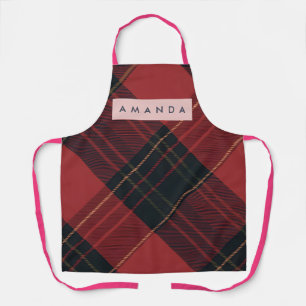 Personalisiertes tiefrotes und schwarzes Tartan-Ka Schürze