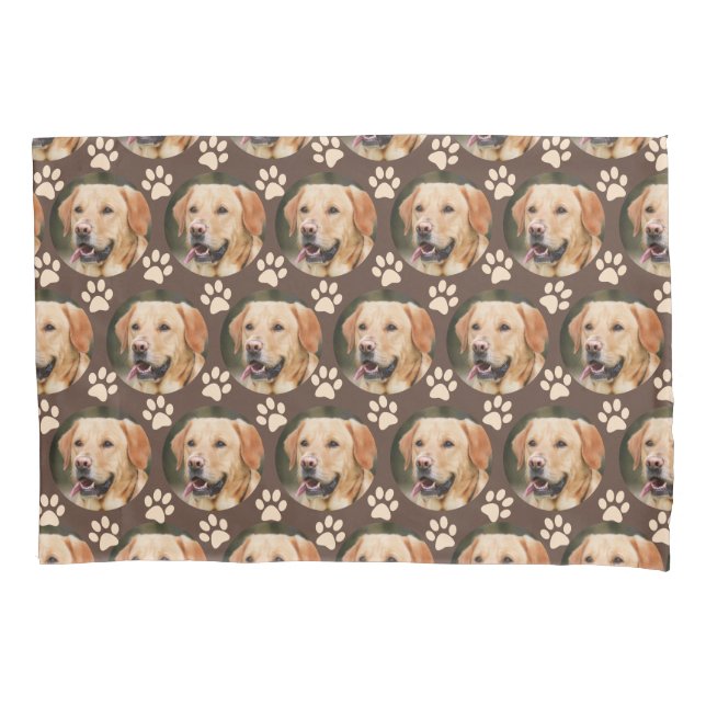 Personalisiertes Tier Foto Muster Dog Brown Kissenbezug (Vorderseite)