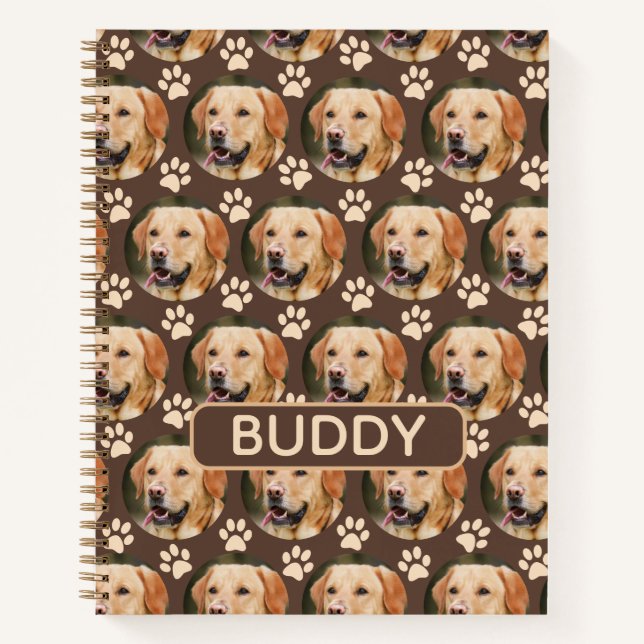 Personalisiertes Tier Foto Muster Dog Name Spirale Notizbuch (Vorderseite)